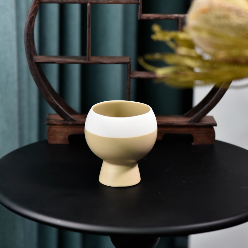 Portacandele in ceramica bicolore personalizzato Portacandele moderno bianco crema