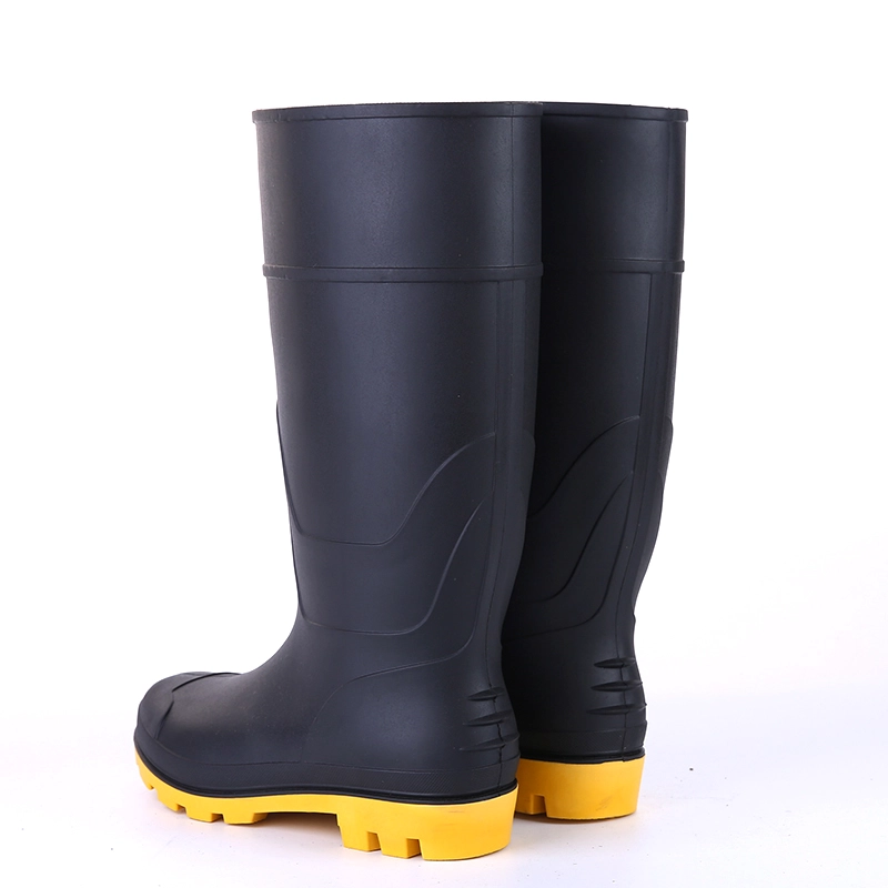 China 802BY black cheap non safety pvc rain boots for men manufacturer