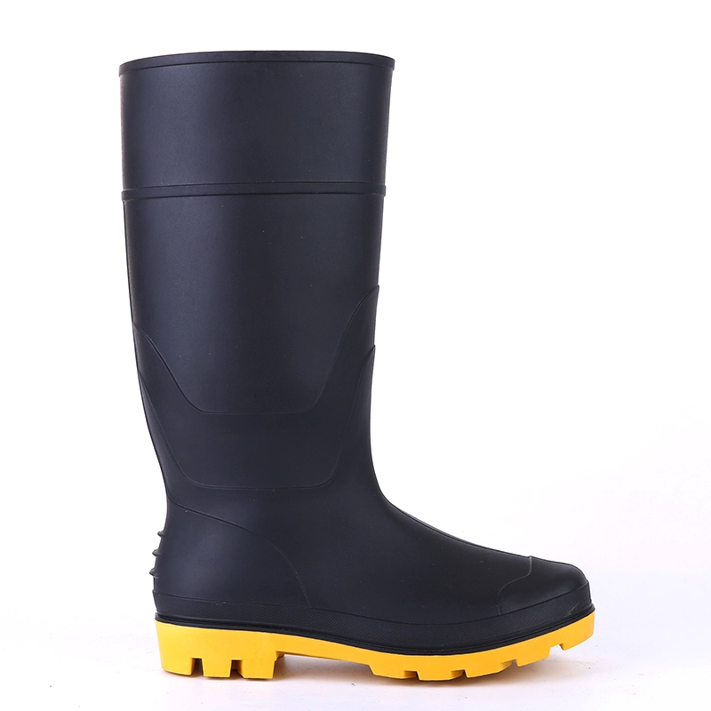 China 802BY black cheap non safety pvc rain boots for men manufacturer