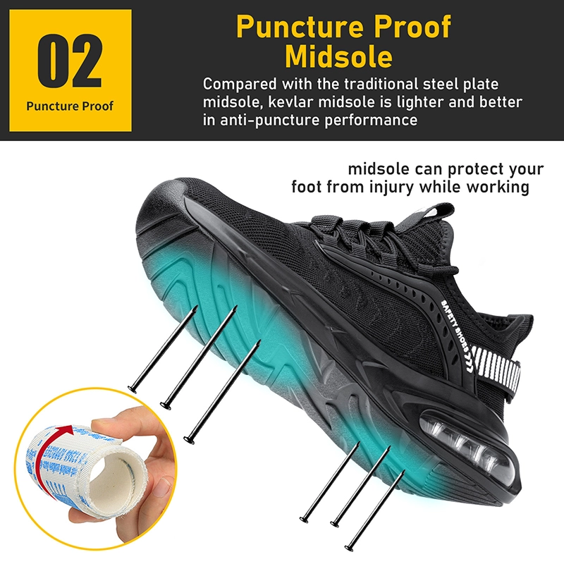 China 758 Black shock absorption steel toe puncture proof sport safety shoes sneakers manufacturer