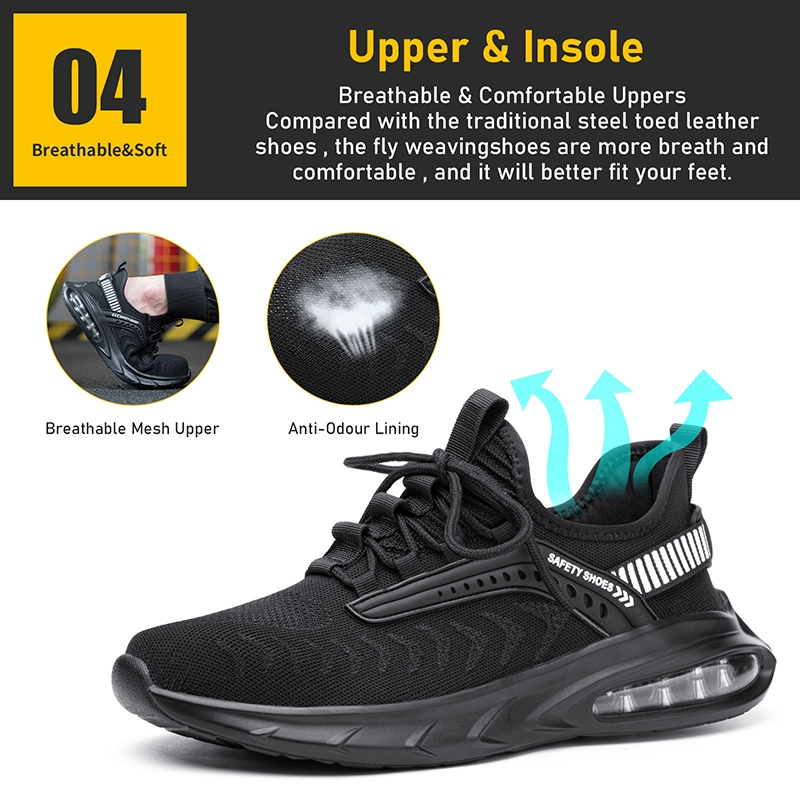 China 758 Black shock absorption steel toe puncture proof sport safety shoes sneakers manufacturer