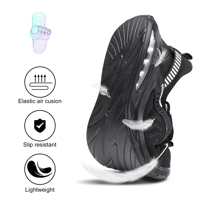 China 758 Black shock absorption steel toe puncture proof sport safety shoes sneakers manufacturer
