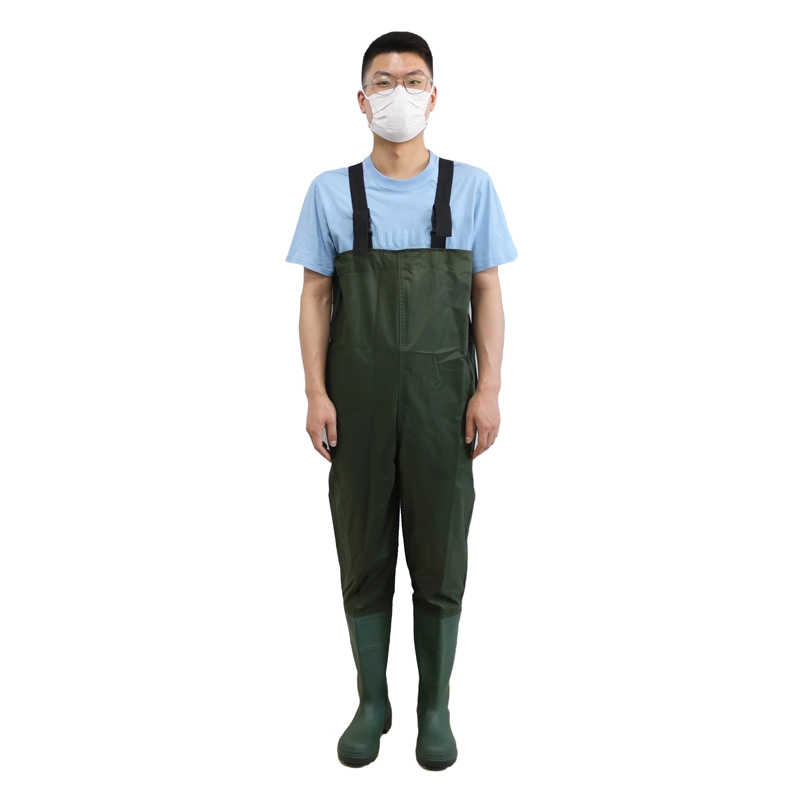 China CW001 Custom logo anti slip waterproof adults polyester fishing waders with pvc boots manufacturer