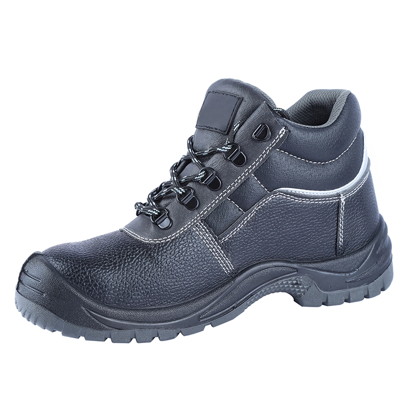Chine TM2035 bottes de sécurité anti-crevaison en cuir noir résistantes aux acides et à l'huile avec embout en acier fabricant