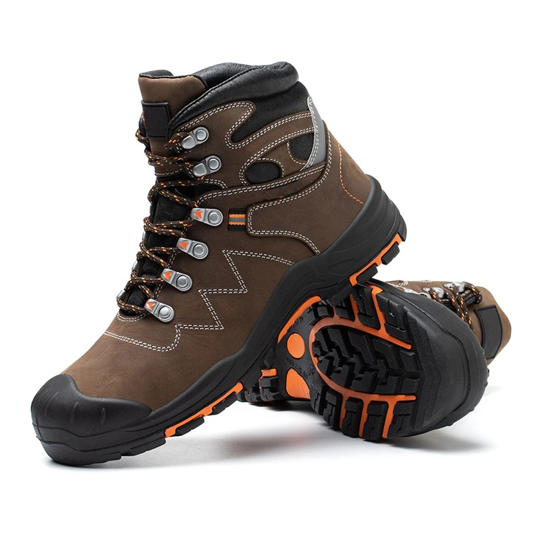 China TM0225 Brown nubuck leather anti slip soft rubber sole steel toe anti puncture oil and gas safety shoes manufacturer