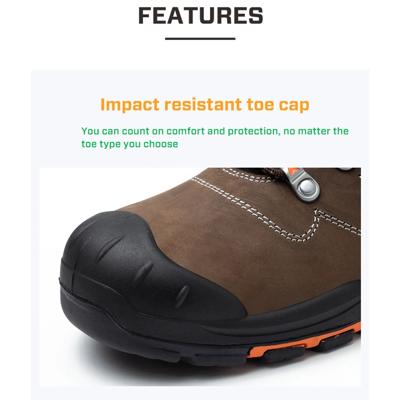 China TM0225 Brown nubuck leather anti slip soft rubber sole steel toe anti puncture oil and gas safety shoes manufacturer