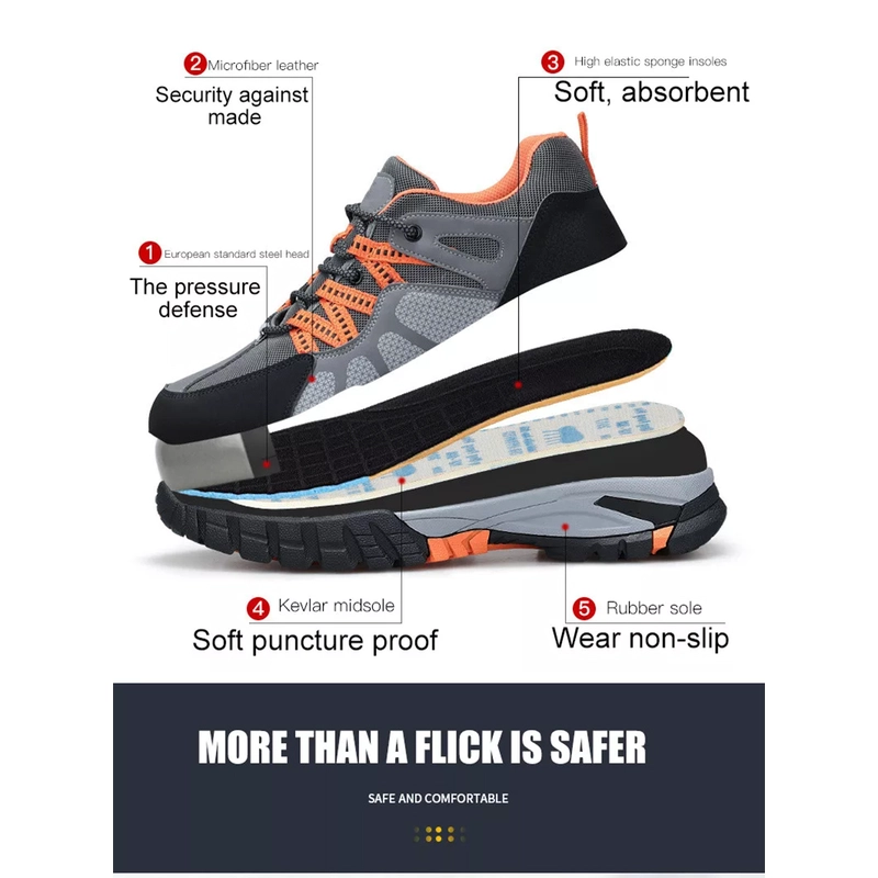 China 0264 Rutschfeste, ölbeständige, weiche Gummisohle, Stahlkappe, verhindert Durchstiche, Sicherheitssportschuhe für Herren Hersteller