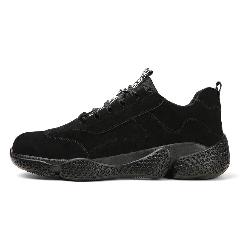 China 2106 Black microfiber leather upper anti slip soft rubber sole steel toe puncture resistant safety shoes work manufacturer