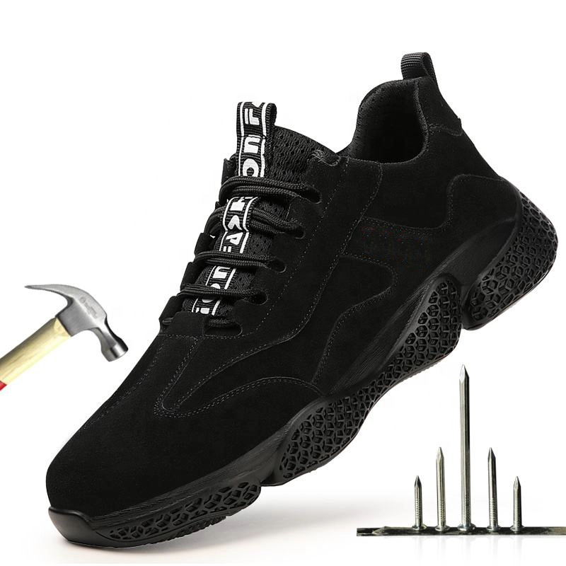 China 2106 Black microfiber leather upper anti slip soft rubber sole steel toe puncture resistant safety shoes work manufacturer