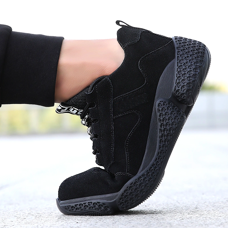 China 2106 Black microfiber leather upper anti slip soft rubber sole steel toe puncture resistant safety shoes work manufacturer