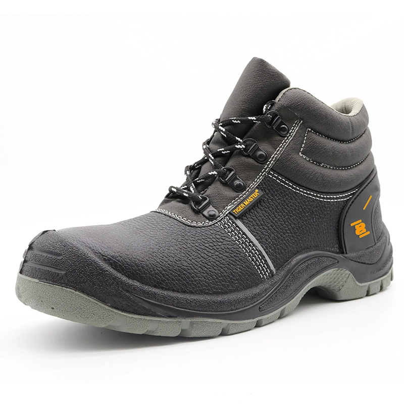 porcelana TM3036 cuero de vaca negro antideslizante suela de pu puntera de acero a prueba de pinchazos zapatos de seguridad industrial para hombres fabricante