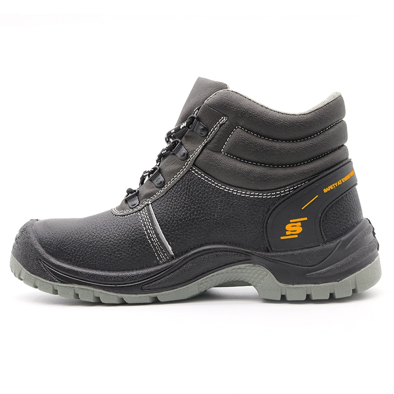 porcelana TM3036 cuero de vaca negro antideslizante suela de pu puntera de acero a prueba de pinchazos zapatos de seguridad industrial para hombres fabricante