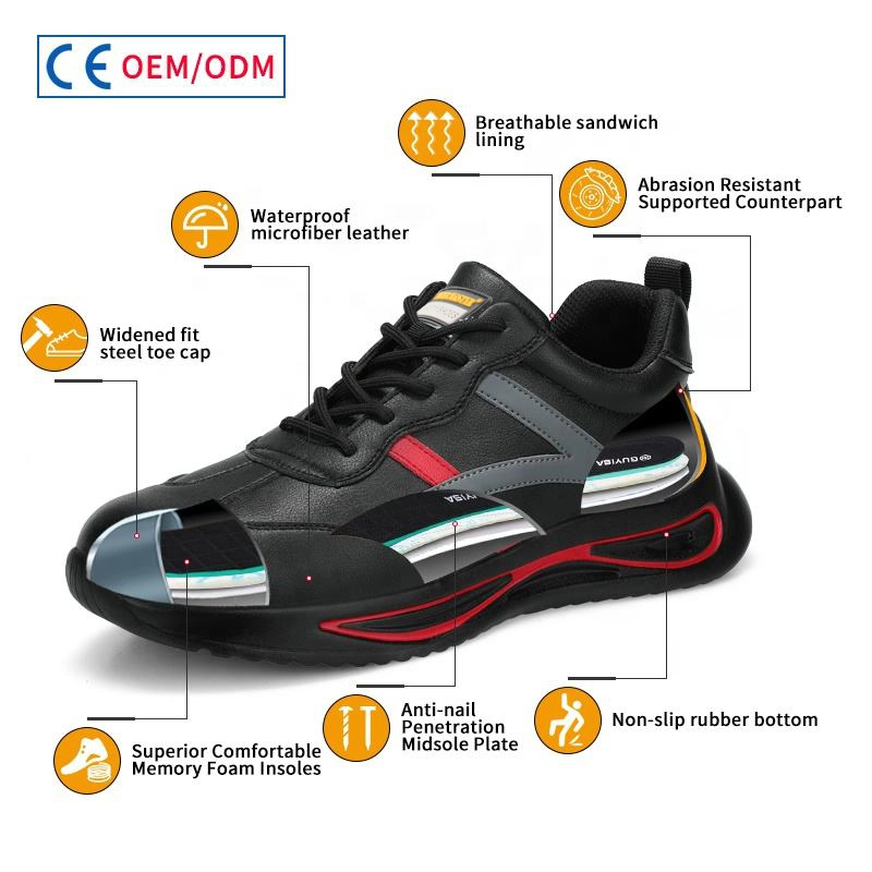 Chine TM261 anti-dérapant microfibre cuir acier orteil prévenir la perforation imperméable hommes baskets chaussures de sécurité travail fabricant