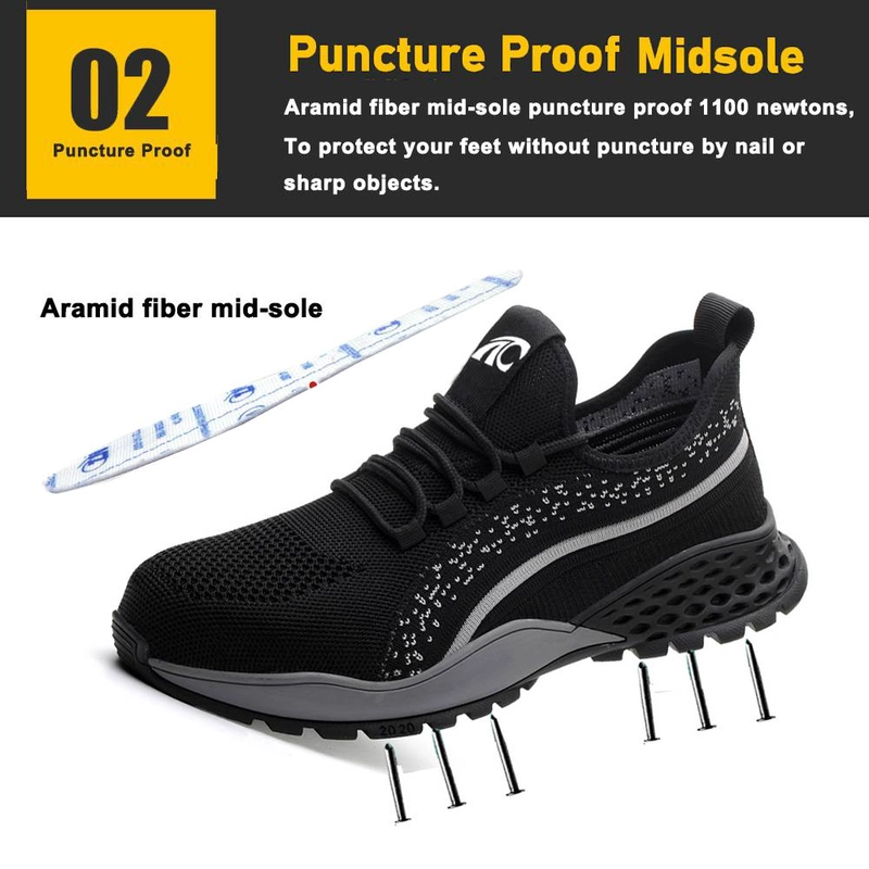 China TM263 Anti slip soft rubber sole prevent puncture lightweight sneakers safety shoes steel toe manufacturer