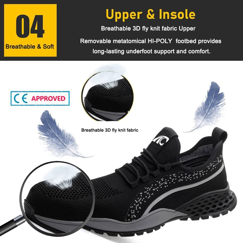China TM263 Anti slip soft rubber sole prevent puncture lightweight sneakers safety shoes steel toe manufacturer