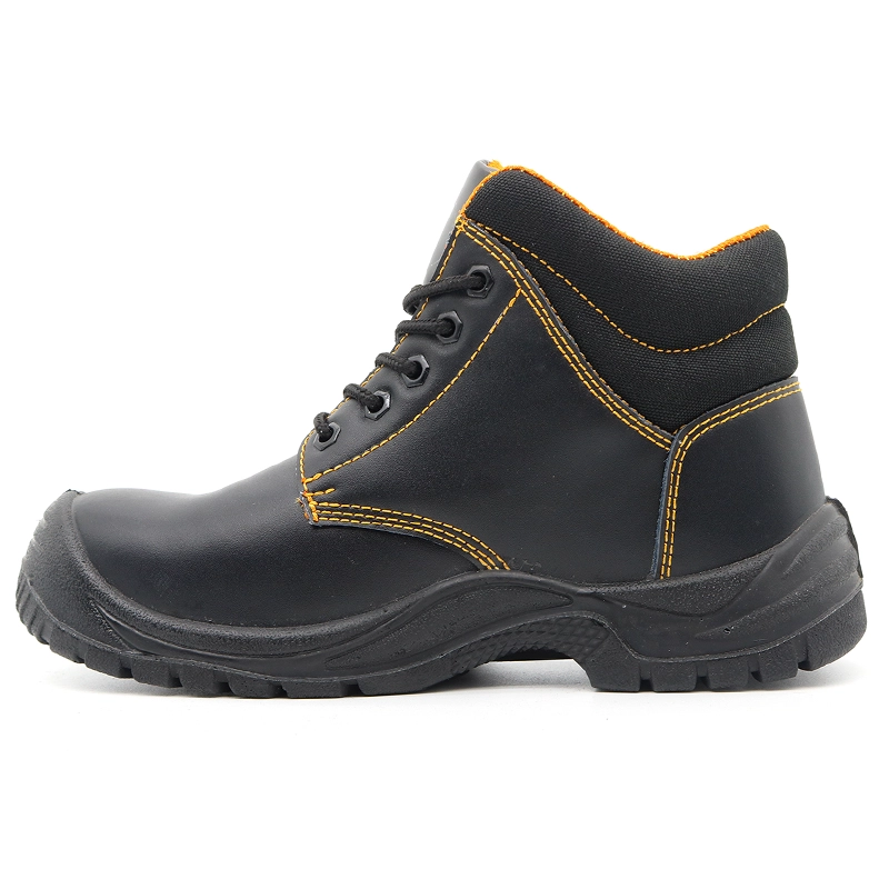 Chine TM074 Chaussures de sécurité en cuir noir antidérapantes pour hommes avec embout en acier pour la construction fabricant