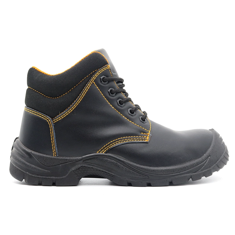 Chine TM074 Chaussures de sécurité en cuir noir antidérapantes pour hommes avec embout en acier pour la construction fabricant