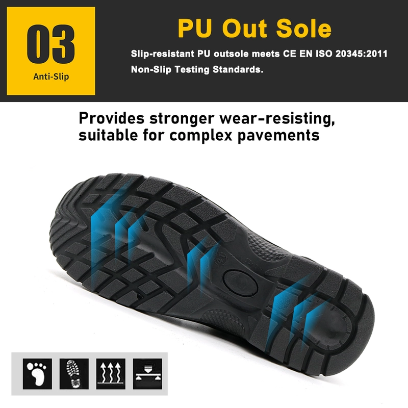 Chine TM074 Chaussures de sécurité en cuir noir antidérapantes pour hommes avec embout en acier pour la construction fabricant
