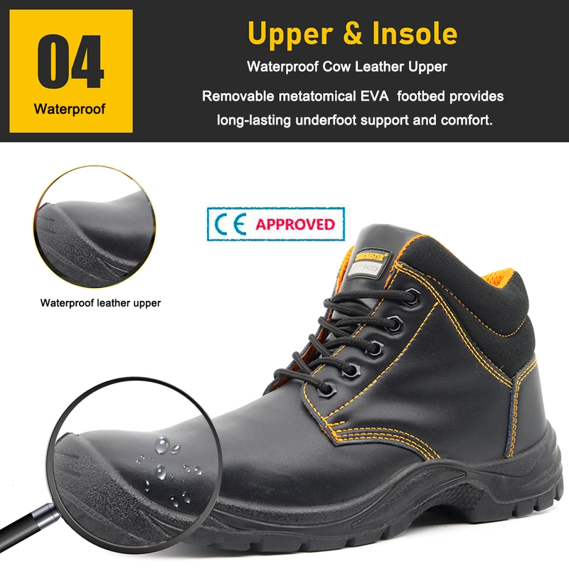 Chine TM074 Chaussures de sécurité en cuir noir antidérapantes pour hommes avec embout en acier pour la construction fabricant