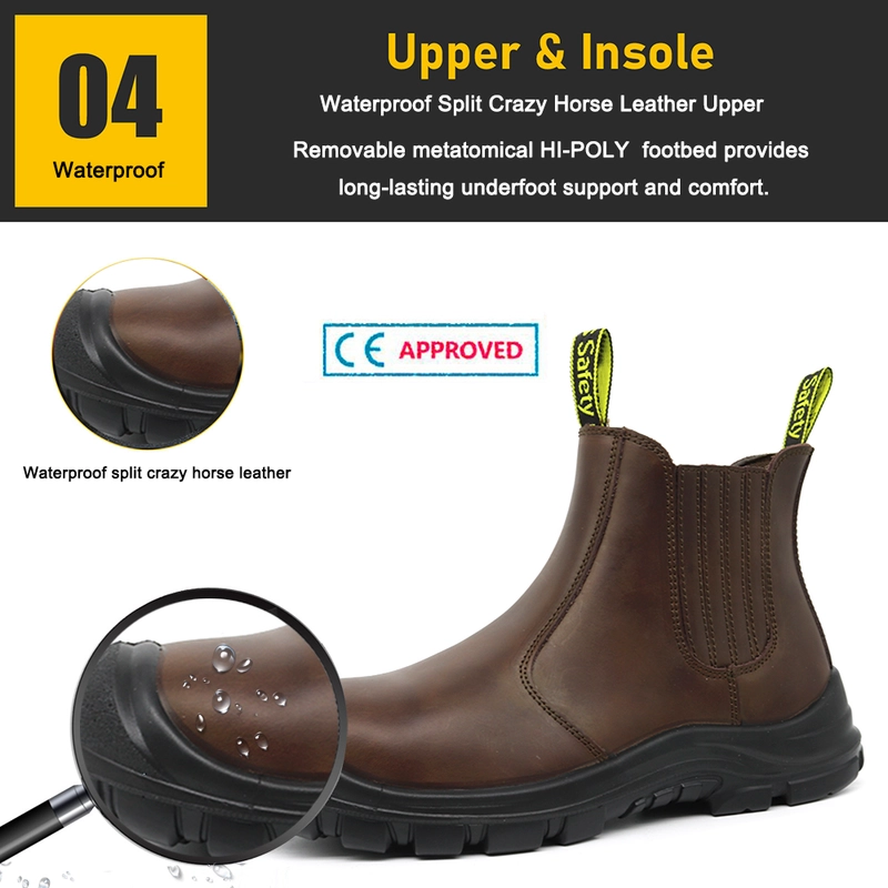 China TM168 Brown cow leather PU sole steel toe men safety shoes without laces manufacturer