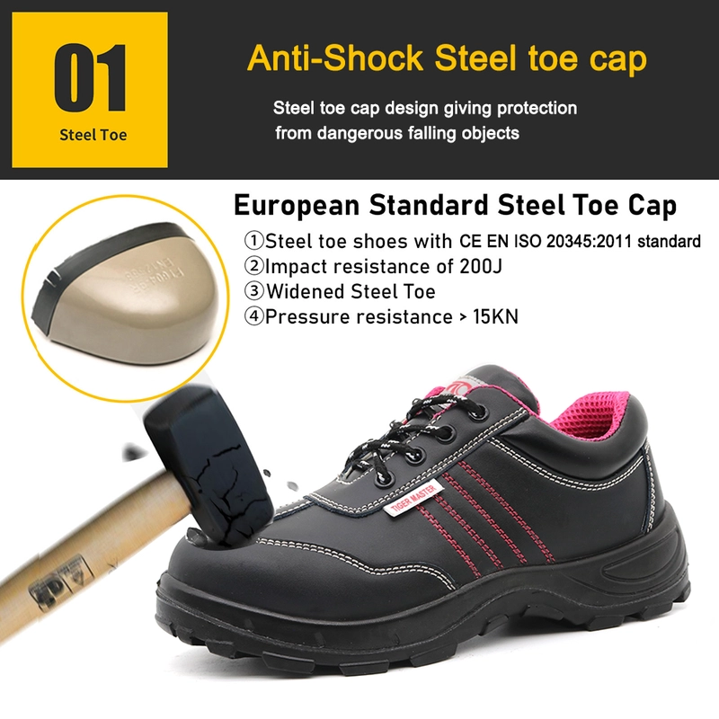 China TM077L Schwarze, pannensichere Stahlkappe, günstige Sicherheitsschuhe für Damen Hersteller