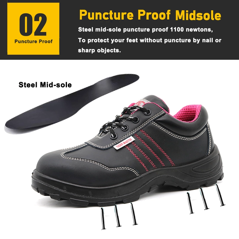 China TM077L Schwarze, pannensichere Stahlkappe, günstige Sicherheitsschuhe für Damen Hersteller