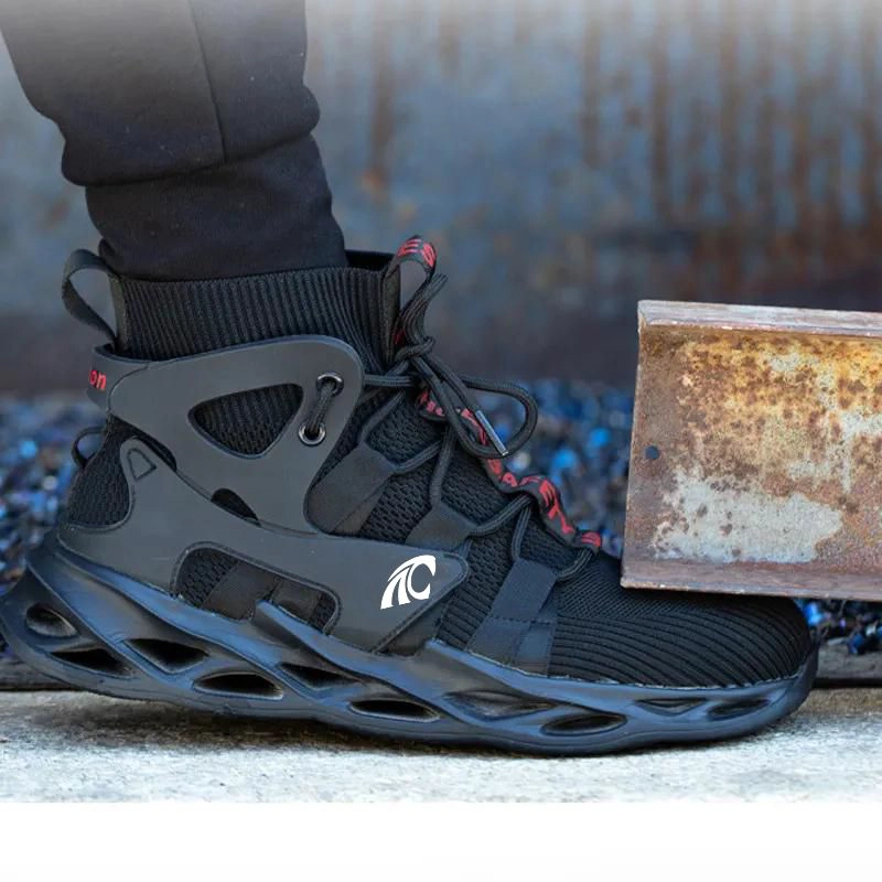 China TM3053 Schwarze, rutschfeste Sport-Sicherheitsschuhe mit Stahlkappe, die Pannen verhindern Hersteller
