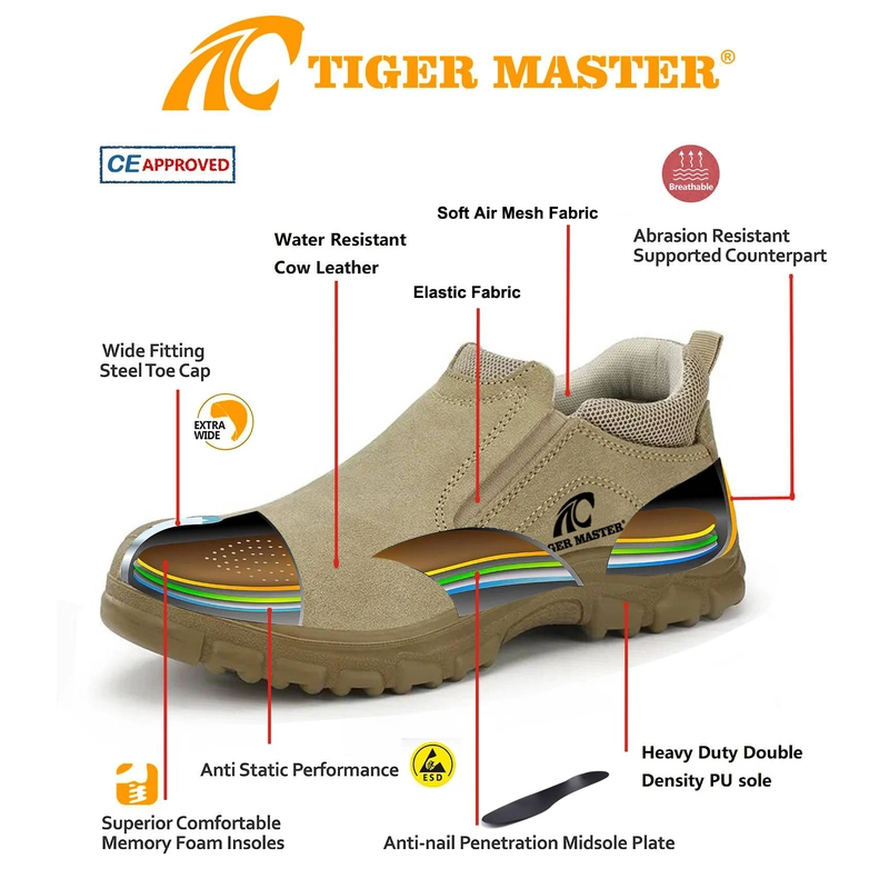 China TM3068 Non slip anti puncture steel toe fashion safety welding shoes without laces manufacturer