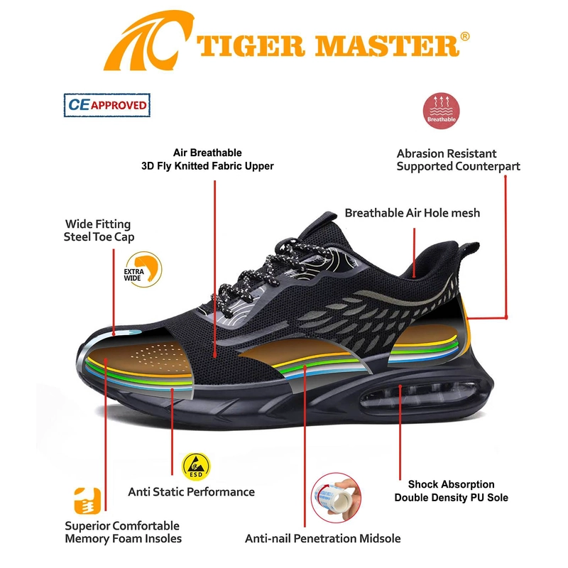 Chine TM3078 Anti-dérapant anti-crevaison en acier orteil respirant chaussures de sécurité de sport de mode pour hommes fabricant