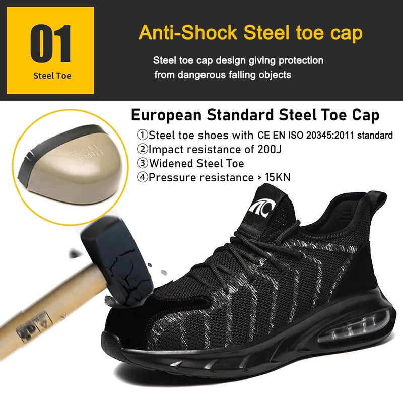 China TM3081 Rutschfeste PU-Sohle, leichte Stahlkappe, Sport-Sicherheitsschuhe, Luftpolster Hersteller
