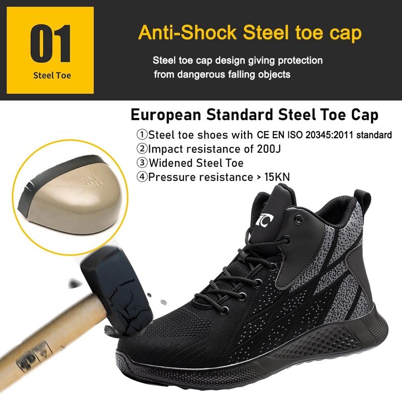 China TM3082 High ankle steel toe sports safety shoes for men light weight manufacturer