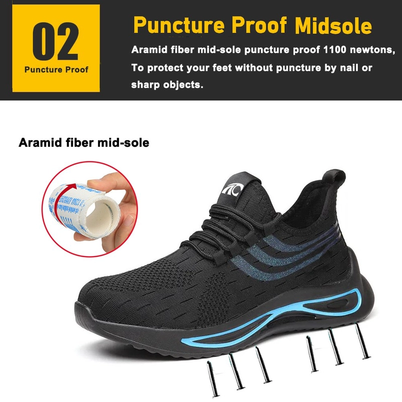 China TM3083 Black anti puncture steel toe fashion sport safety shoes for men light weight manufacturer