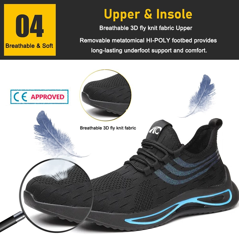 China TM3083 Black anti puncture steel toe fashion sport safety shoes for men light weight manufacturer