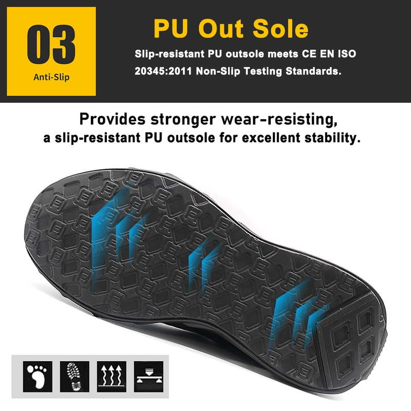 China TM3088 Shock absorber PU sole steel toe sports safety shoes for men light weight manufacturer