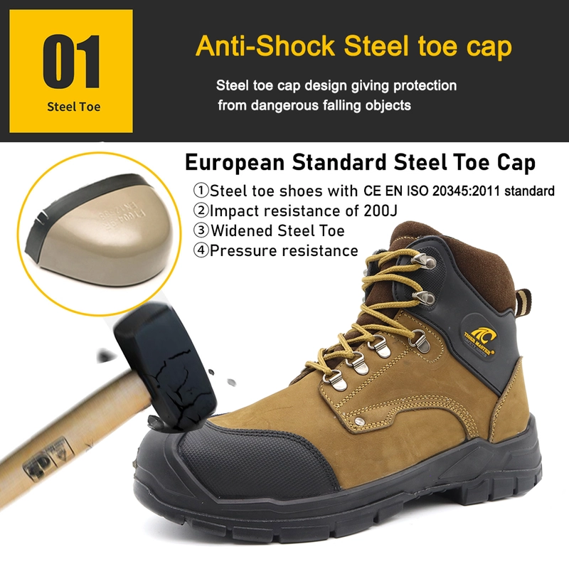 China TM174 New anti-slip PU sole nubuck leather puncture proof steel toe safety boots shoes for men manufacturer