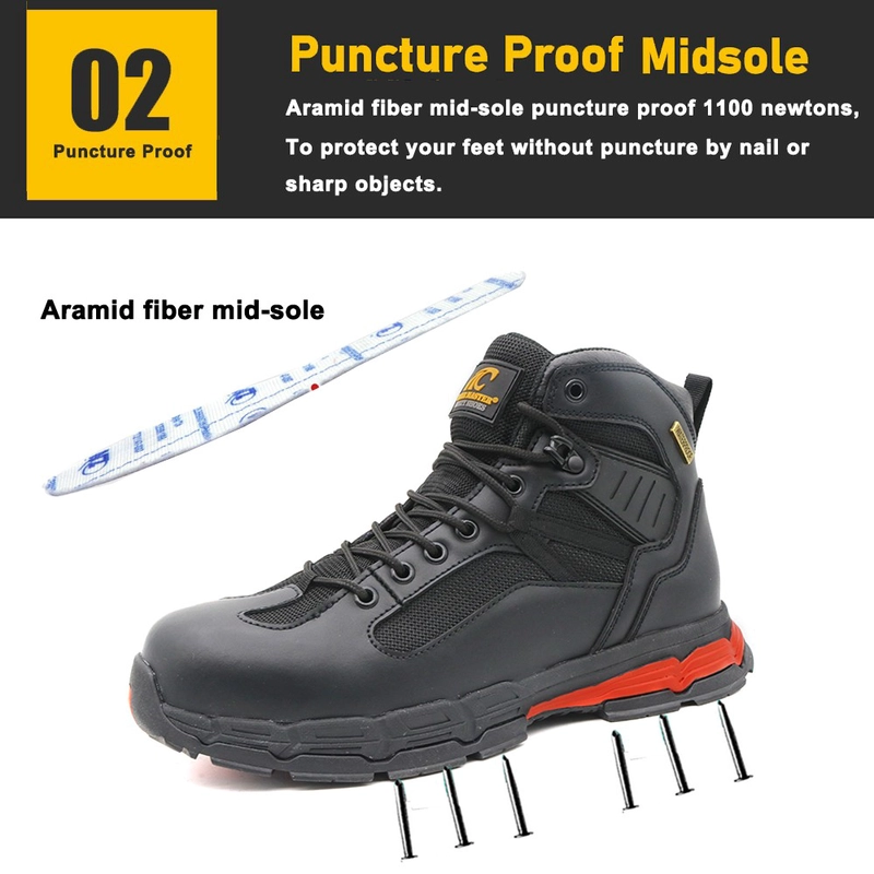 Chine TM177 Chaussures de sécurité imperméables à bout composite en cuir de vache noir pour hommes fabricant