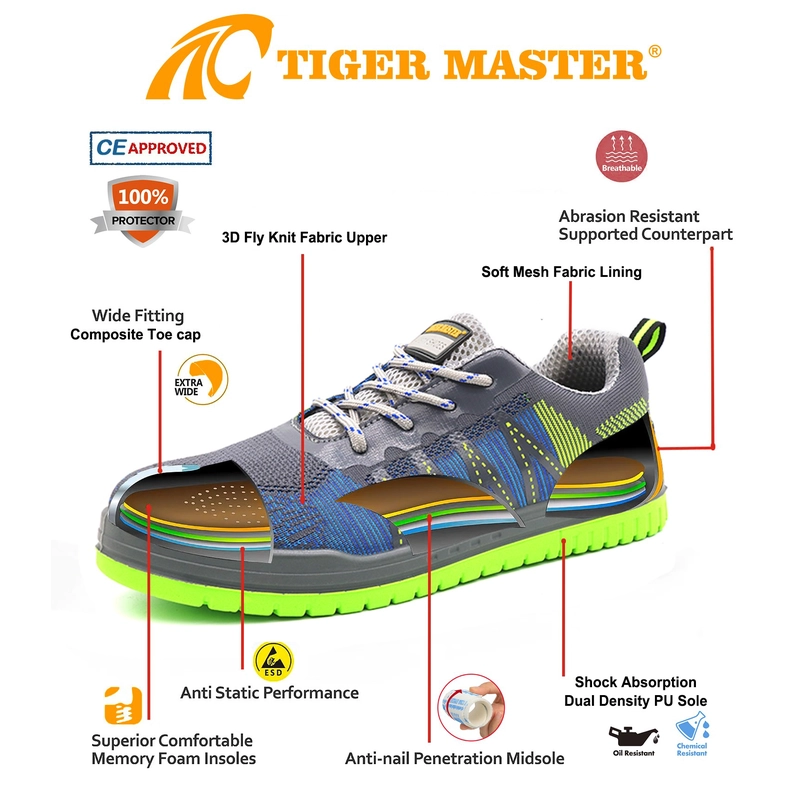 China TM286 CE anti-skid puncture-proof composite toe stylish safety shoes for men light weight manufacturer
