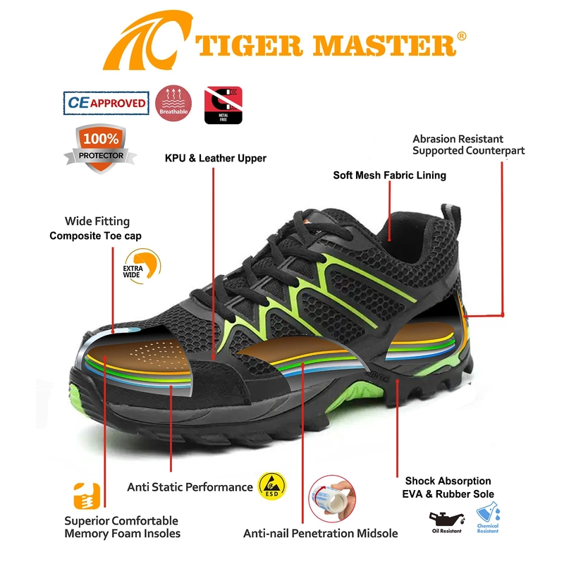 porcelana TM3135 KPU zapatos de seguridad deportivos de senderismo con punta compuesta superior para hombres fabricante