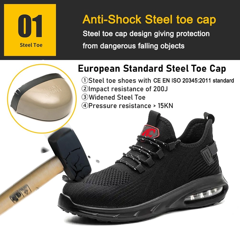 Chine TM3151 noir empêchent les chaussures de sécurité de travail légères à bout en acier pour hommes fabricant
