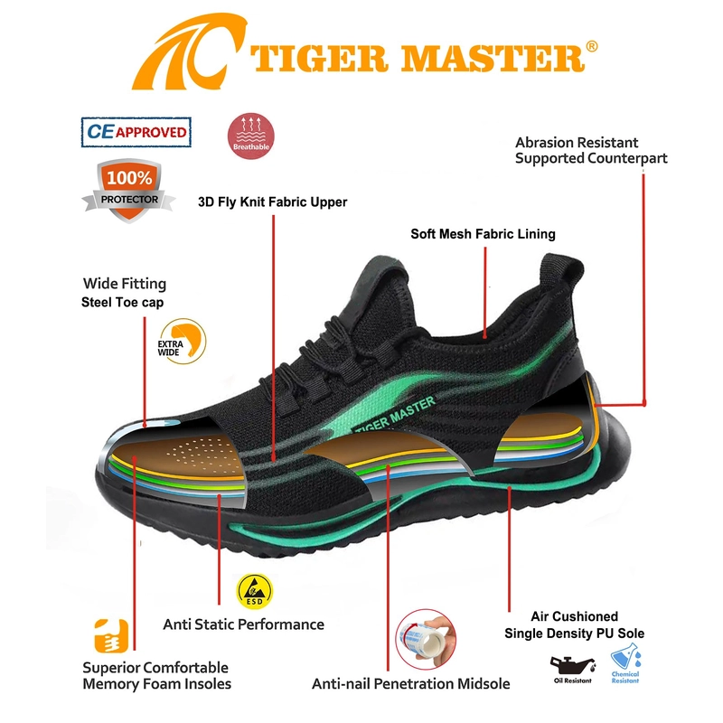 Chine TM3152 chaussures de sécurité de travail de sport à bout en acier antidérapantes résistantes à l'huile pour homme fabricant
