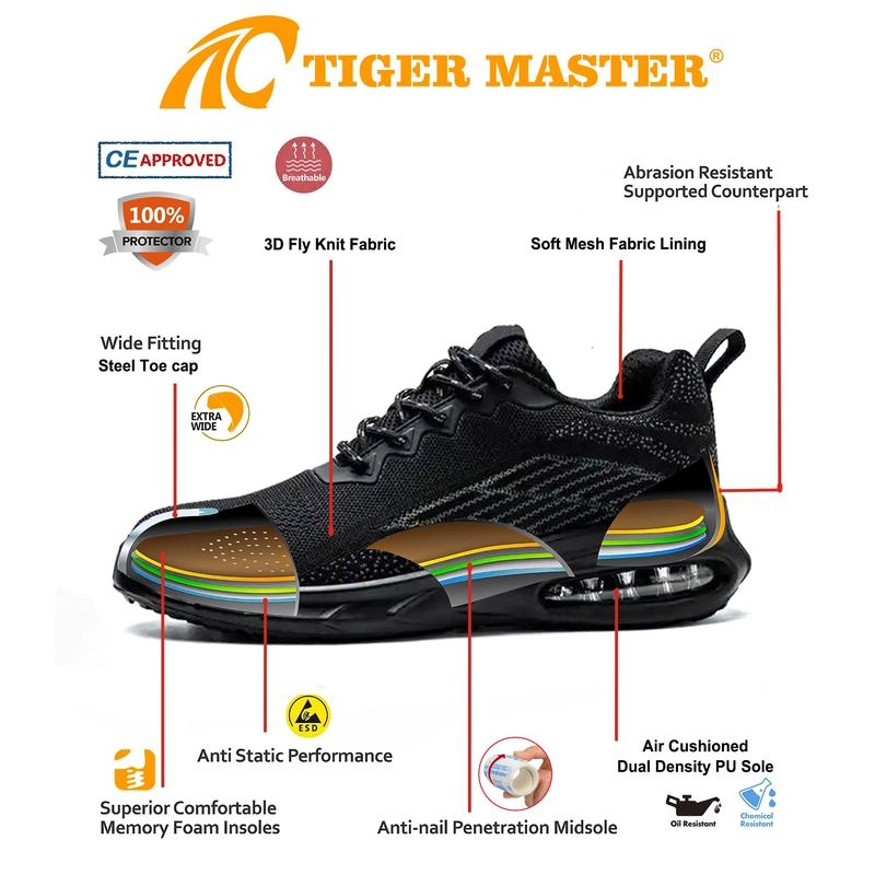 Chine TM3154 Chaussures de sécurité de sport à bout en acier à coussin d'air pour hommes légères fabricant