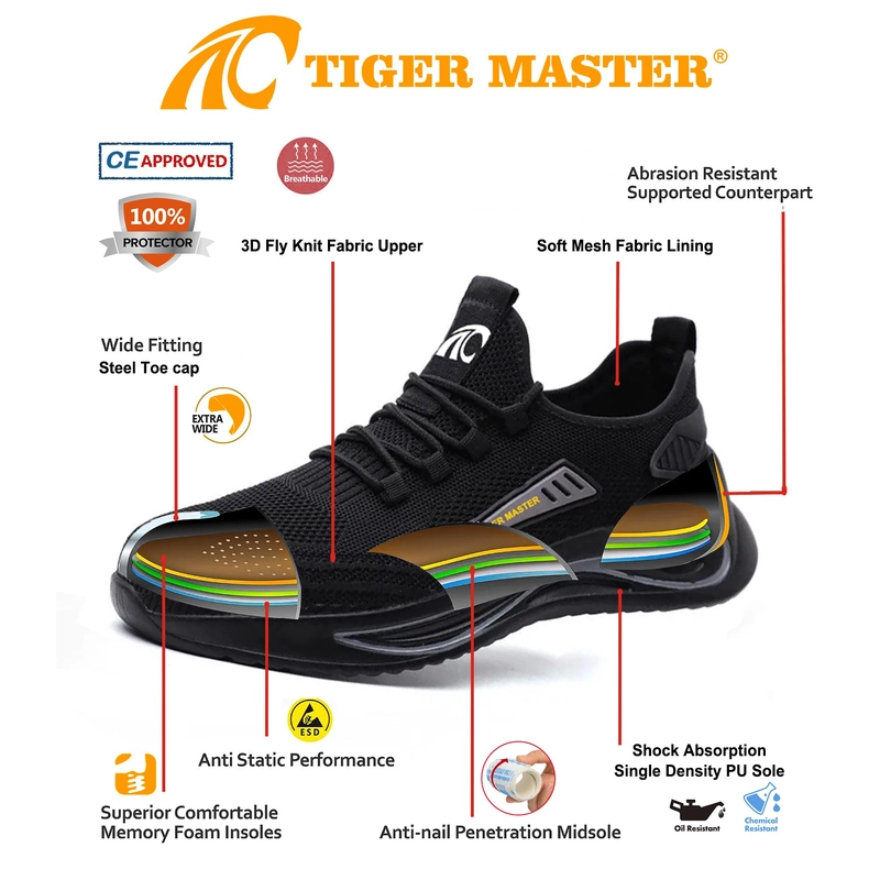 Chine Chaussures de sport de sécurité à bout en acier, antidérapantes et résistantes à l'huile, pour la logistique, TM3162 fabricant
