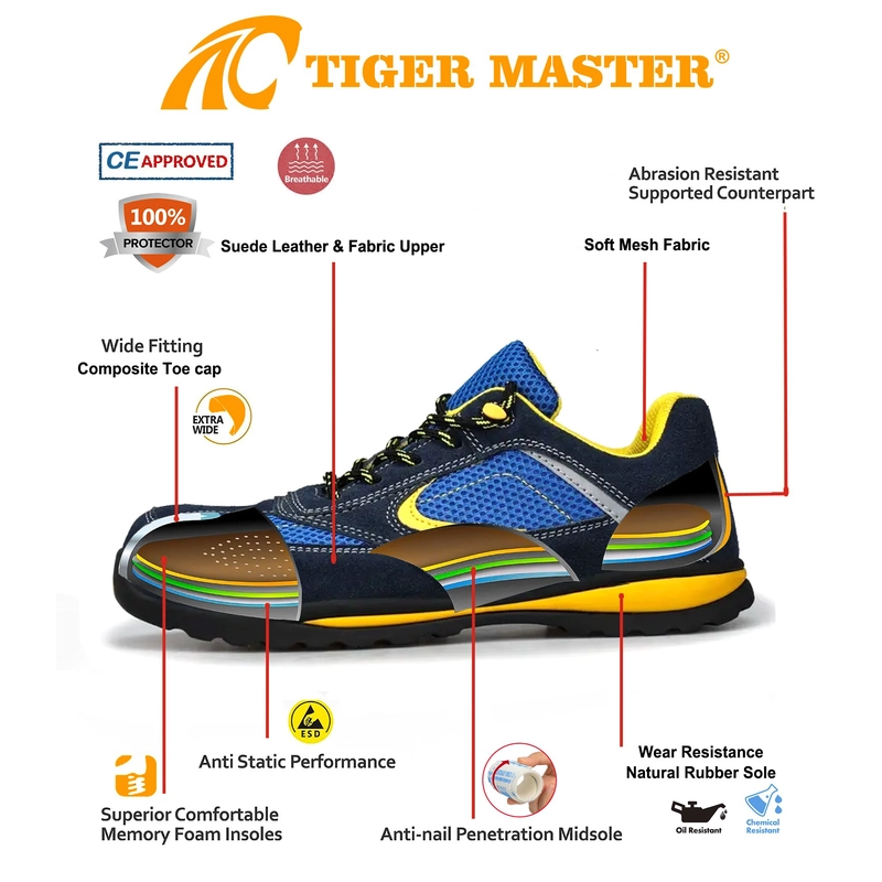 China TM3167 Sportveiligheidsschoenen met antislip rubberen zool en stalen neus voor dames fabrikant