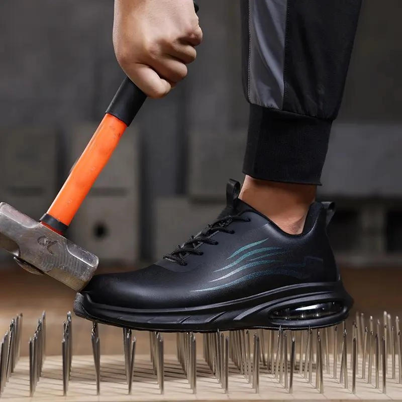 porcelana TM3168 Zapatos de seguridad industrial con punta de acero de cuero de microfibra deportivos para hombres fabricante