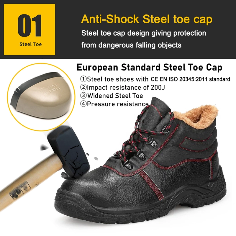 China TM3170 Sapatos de segurança de inverno para trabalho com biqueira de aço preto para construção masculina fabricante