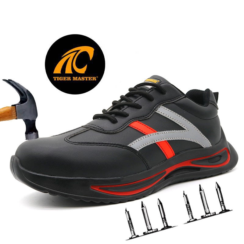 porcelana TM261 Zapatos de seguridad de hombre con punta de acero de cuero de microfibra negro para construcción fabricante