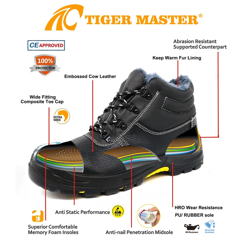 China TM148 sapatos de segurança de inverno com sola de borracha de resistência ao frio para homens fabricante