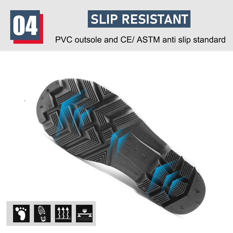 Chine GB07-6 Bottes de pluie de sécurité en PVC brillant antidérapant imperméable orange avec embout en acier fabricant
