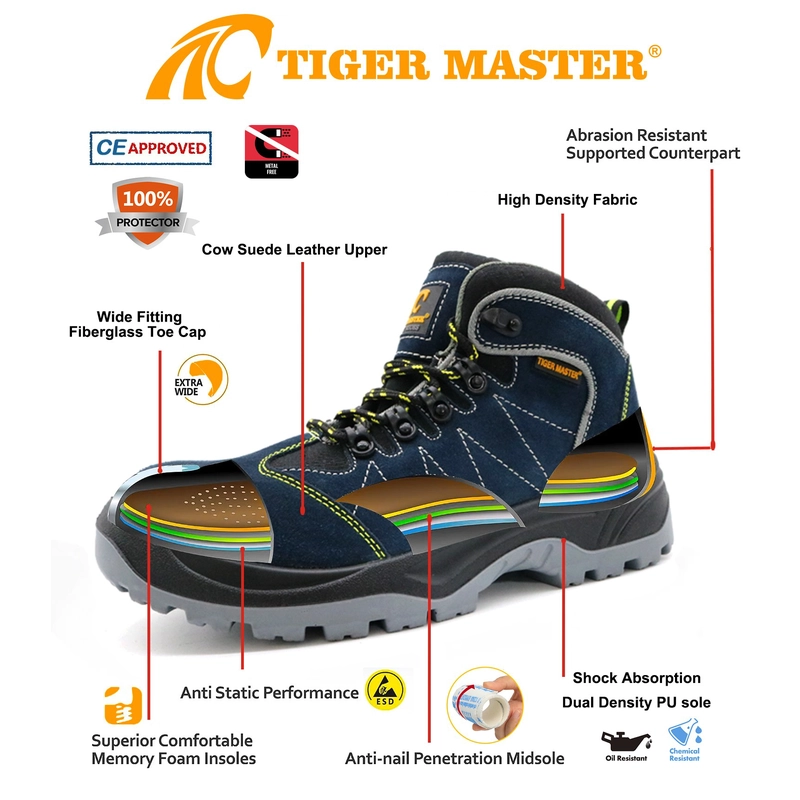 China TM235 Fiberglass toe puncture proof workshop safety shoes for men manufacturer