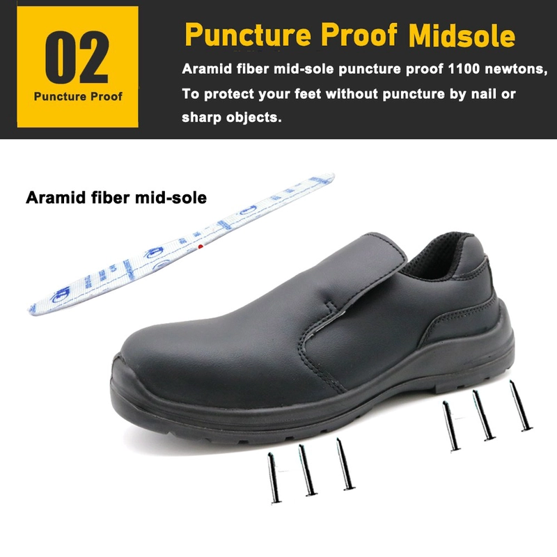 porcelana TM079 New anti-skid fiberglass toe puncture proof white kitchen safety shoes without lace - COPY - ngjdj0 fabricante